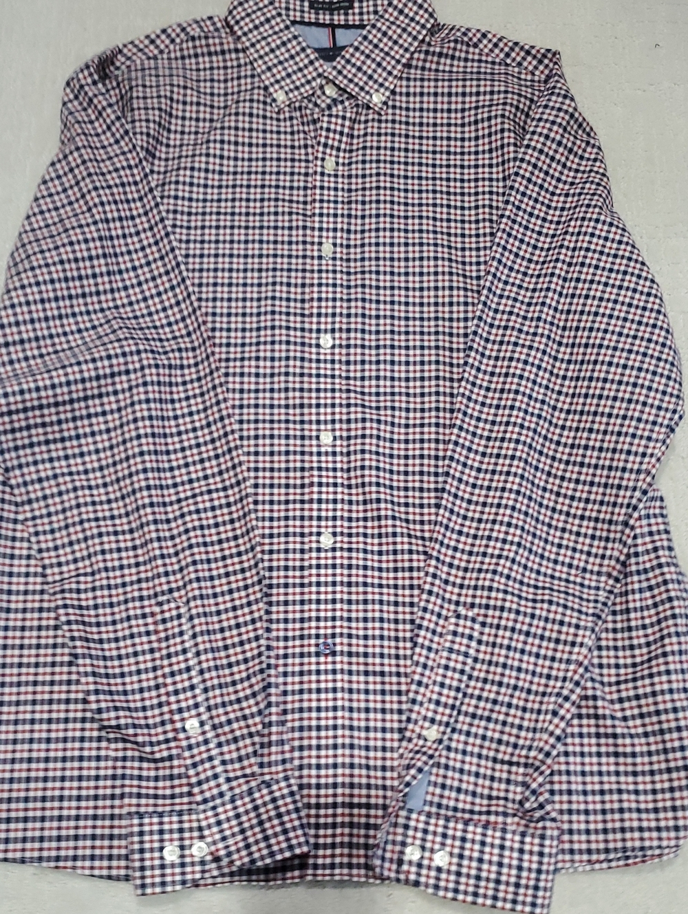 Tommy Hilfiger Navy, Red & White Small Check Button-Down Shirt